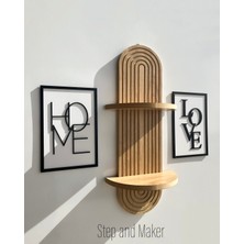 Çift Katmanlı 'home Love Tablo' & Duvar Rafı ( 70 -20  cm  ) Duvar Dekor Seti