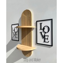 Çift Katmanlı 'home Love Tablo' & Duvar Rafı ( 70 -20  cm  ) Duvar Dekor Seti