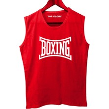Erkek Kolsuz Top Glory Boks T-Shirt Kırmızı Rahat Kesim ve Şık Tasarım ile Spor ve Günlük Kullanım