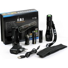 F.b.ı F-T3 Su Geçirmez Alüminyum Oksidiyon Şarjlı El Feneri