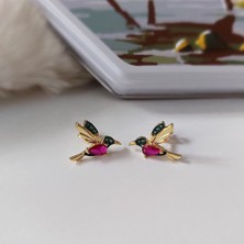 Vaoov 925 Ayar Gümüş Renkli Taşlı Arı Kuşu Küpe