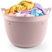Mediterian Pembe 30L Damla Desenli Çok Amaçlı Sepet, Plastik, Şık ve Hafif Tasarım