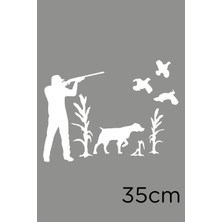 Mediterian 35cm Kuş ve Avcı Temalı Beyaz Araç Sticker, Dayanıklı ve şık tasarım