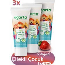 Agarta Doğal Çilekli Florürsüz Çocuk Diş Macunu 75 ml (3 Adet) Kokusuz ve Sağlıklı