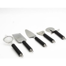 Mediterian Renkli 5 Parça Silikon Saplı Metal Mutfak Seti, Dayanıklı ve Şık Tasarım