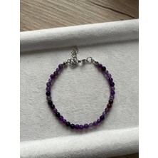 Minimal Mor Akik Çelik Aparatlı Bileklik