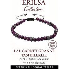 Sertifikalı Fasetli Terahertz – Lal (Garnet/granat) Taşı Bileklik (Ince Model) – Tutku, Dayanıklılık ve Yaşam Gücü Taşı