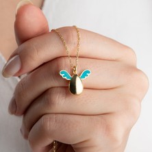 Vaoov 925 Ayar Gümüş Mavi Kanatlı Melek Kolye