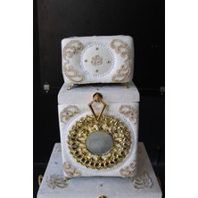 Mediterian Açık krem renkli iki parça ağır aynalı çeyizlik çamaşır sepeti