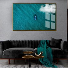 yaz Manzaralı Mavi Tonlar Okyanus Modeli 01|çerçeveli Temperli Cam Tablo Tekli Yatay