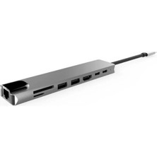ATAsoft Macbook Pro Air USB Type-C Hub Dönüştürücü Çevirici Çoklayıcı USB Hdmı Micro Sd 8 Girişli Çevirici