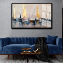 sevilen Yelkenli Tablosu |çerçeveli Temperli Cam Tablo Tekli Yatay