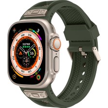 Apple Watch Ultra 49MM  KRD-117 Hava Alabilen Delikli Metal Süslemeli Desenli Silikon Kordon