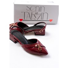 Gabriel Bordo Rugan Çapraz Tokalı (4 cm Topuklu) Sivri Burun Babet Ayakkabı