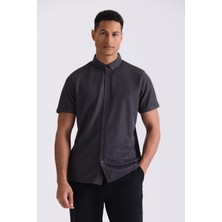 Jakamen Antrasit Slim Fit Gömlek Yaka Düğmeli T-Shirt