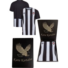 Beşiktaş Lisanslı Çubuklu Forma 2XL Hediyelik Ahşap Kutulu Kara Kartalım Siyah - Beyaz Renkli