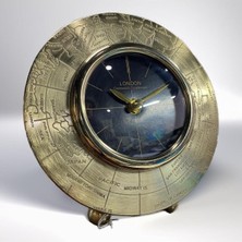 Dünya Haritalı Gold  Lüx Masa Saati 20 x 18 cm