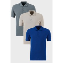 Buratti Pamuklu Regular Fit Düğmeli Polo Yaka 3'lü Paket T Shirt Erkek T Shirt 5902127S3