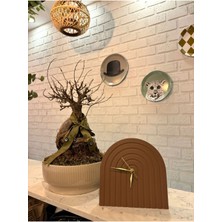 Masa Üstü Tasarım Saat, Bohem, Iskandinav Masa Saati 17 x 17 cm  (Hand Made)- Kahve