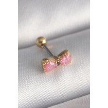 Yeni Xd Çelik Gold Renk Pembe Fiyonk Model Tragus Piercing Kampanyalı