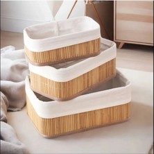 3'lü Bambu Sepet / Çok Amaçlı Bambu Sepet Seti