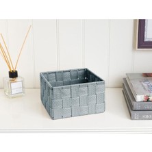 Mediterian Koyu Bej ve Açık Mavi 16x16x9,5 cm Jüt Depolama Sepetleri, Şık ve Hafif Tasarım