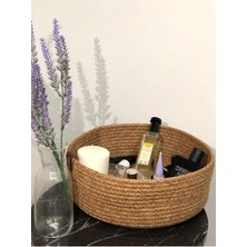 Mediterian Şık ve Çok Amaçlı Hasır Sepet 25x10, Banyo ve Mutfak Organizeri