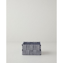 Mediterian 14x14x7 cm Siyah Beyaz Çok Amaçlı Şık ve Kullanışlı Ev Düzeni Sepeti