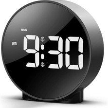 Yuvarlak Siyah Dijital LED Masa Saati USB Güç Saat Erteleme Modern Saat