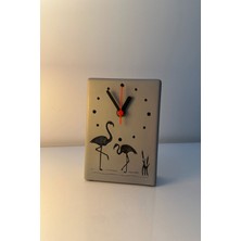 Dekoratif Beton Masa Saati Leylek Çizim Ev Dekorasyonu Analog Ofis Ev Dekoru Hediyelik Süs