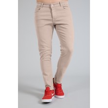 Mutlu City Yeni Sezon Erkek Denim Slim Fit Likralı Kot Jean Pantolon 2165-KREM Rengi