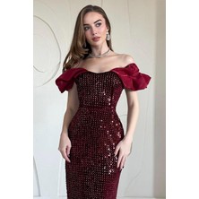 Elbee Fashion Woman Pulpayetli Kolsuz Elbise