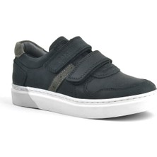 Rakerplus Hakiki Deri Siyah Cırtlı Erkek Çocuk Sneaker