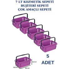 Mediterian Mor renkli 5 adet 7 litrelik çok amaçlı plastik düzenleyici sepetler
