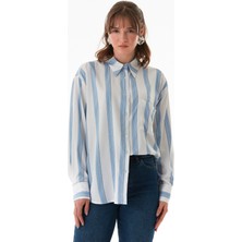 Çizgili Tek Cepli Arkası Uzun Salaş Gömlek