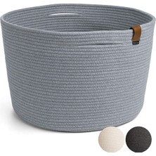 Mediterian Gri Büyük Boy Jüt Sepet, Şık ve Dayanıklı Dekoratif Saklama Çözümü