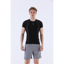 Maraton SlimFit Erkek Bisiklet Yaka  Kısa Kol Siyah T-shirt 821070