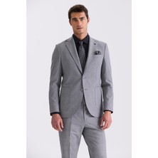Jakamen Gri Slim Fit Mono Yaka Erkek Takım Elbise