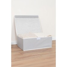 Mediterian Gri Çok Amaçlı Saklama Kutusu 50x40x19, Şık ve Fonksiyonel Hacim: Orta