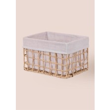 Mediterian Doğal Hasır Organizer Sepet, Pembe, 30x22x19 cm, Şık ve Pratik Depolama Çözümü