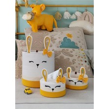 Mediterian Doğal Jüt Çocuk Odası Organizeri, Sarı-Beyaz, 35x40 cm