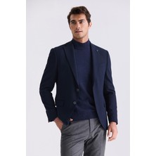 Jakamen Lacivert Slim Fit Mono Yaka Çift Yırtmaç Spor Ceket