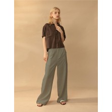 Barbora Düğmeli Kadın Keten Pantolon