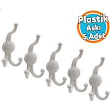 Askılık Portmanto Vestiyer Banyo Dolap Elbise Askısı Sert Plastik 5 Adet