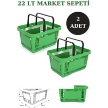 Mediterian Yeşil 22L 2'li Market Sepetleri, Saplı, Pratik ve Şık Plastik Sepetler