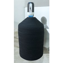 Mediterian Şık siyah jüt görünümlü damacana kılıfı, doğal tarz ve güzel tasarım