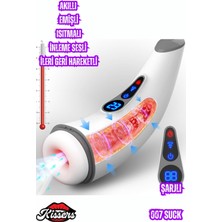 Kissers Akıllı Isıtmalı Inleme Sesli Emiş ve Titreşim Özellikli Suni Vajina LCD Ekranlı Otomatik Mastürbatör