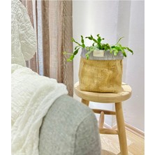 Mediterian El Dikimi Çok Amaçlı Çift Taraflı Sepet, Jüt ve Pamuklu Kumaş, Bej, 20x20 cm