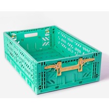 Mediterian Maxibox Katlanabilir Kilitli Kasa, Mint Renk, Dayanıklı ve Şık Tasarım, 18 L