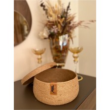 Mediterian Krem Renkli Doğal Hasır Sepet 25x11, Hafif ve Şık Saklama Çözümü